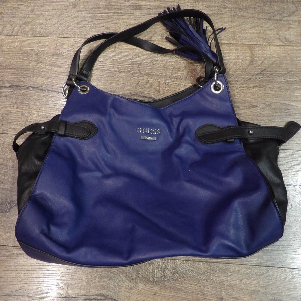 + Guess Blue/Black Double Shoulder Strap Hobo Purse/Bag